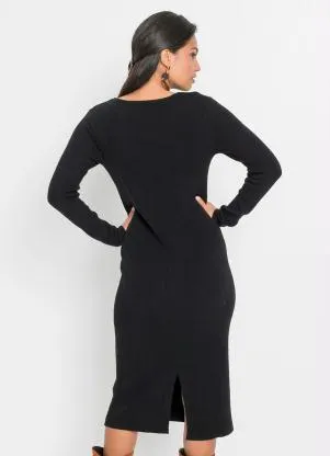 bonprix - Vestido Midi Preto - BONPRIX