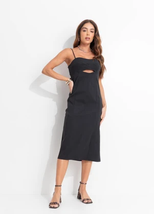Colcci - Vestido Midi Preto - COLCCI