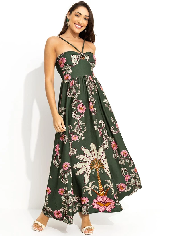 Farm Vestido Midi Ravenala Verde