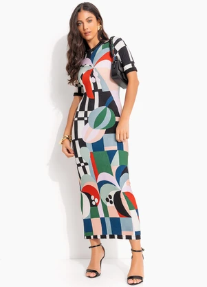 Farm - Vestido Midi Recanto dos Coqueiros Preto - FARM