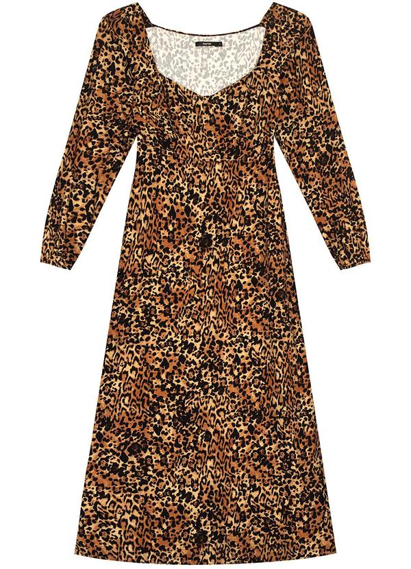 Enfim - Vestido Midi Reto Animal Print Marrom 2