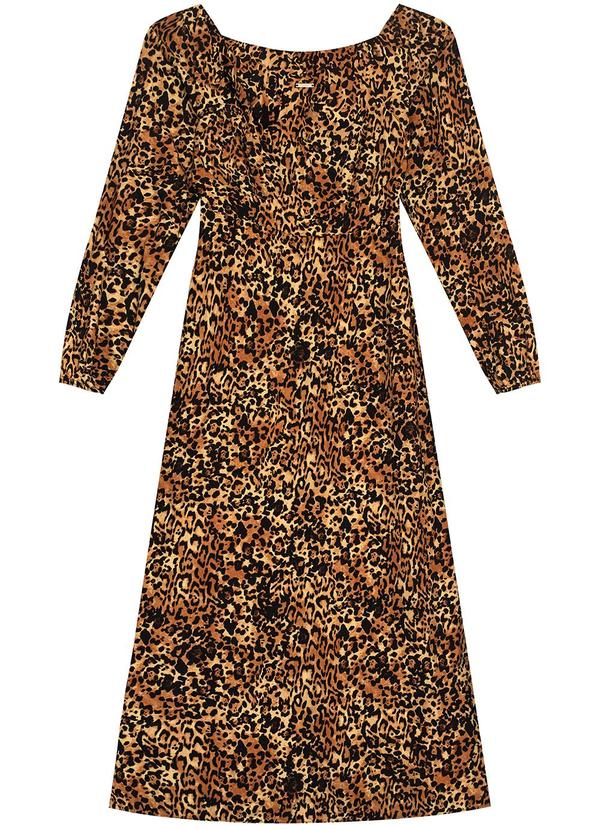 Enfim - Vestido Midi Reto Animal Print Marrom 3