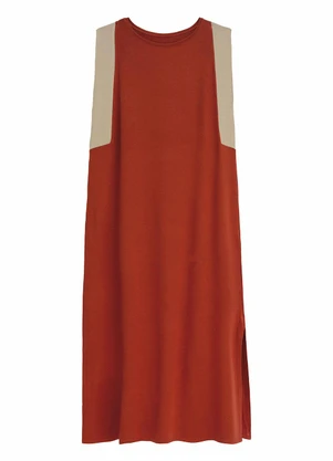 Malwee - Vestido Mídi Reto em Moletinho Terracota - MALWEE