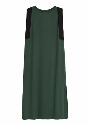 Malwee - Vestido Mídi Reto em Moletinho Verde Militar - MALWEE