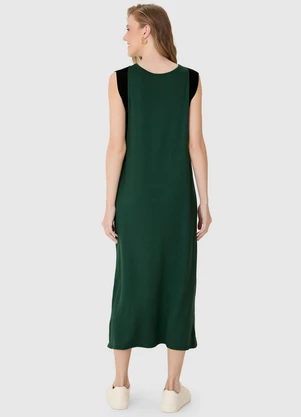Malwee - Vestido Mídi Reto em Moletinho Verde Militar - MALWEE