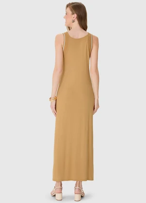 Malwee - Vestido Mídi Reto em Viscose Amarelo Mostarda - MALWEE