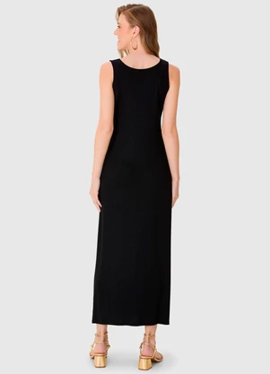 Malwee - Vestido Mídi Reto em Viscose Preto - MALWEE