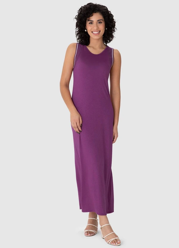 Malwee - Vestido Mídi Reto em Viscose Violeta 3