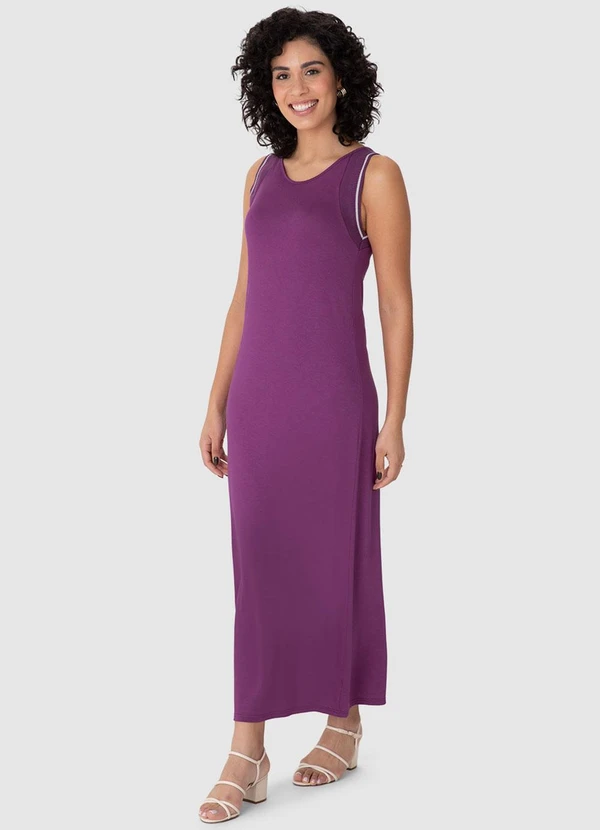 Malwee - Vestido Mídi Reto em Viscose Violeta 4