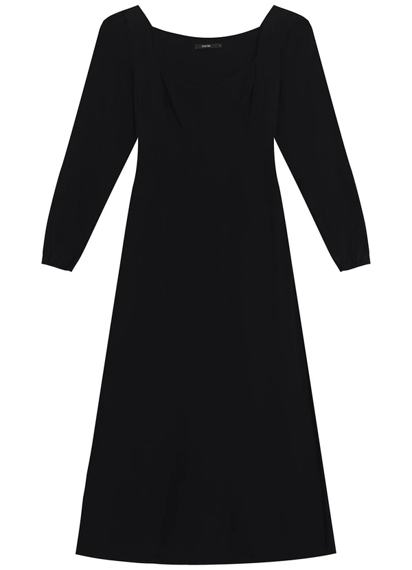 Enfim - Vestido Midi Reto Preto
