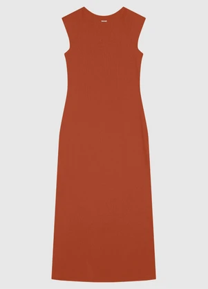 Enfim - Vestido Mídi Reto Ribana Canelada Laranja - ENFIM