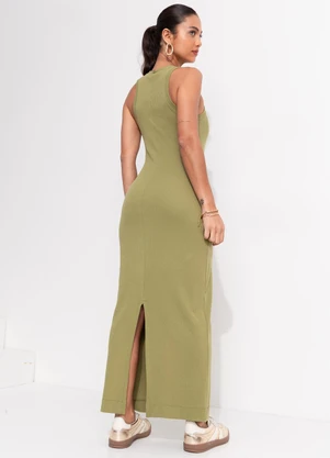Farm - Vestido Midi Rib Cacho de Banana Verde - FARM
