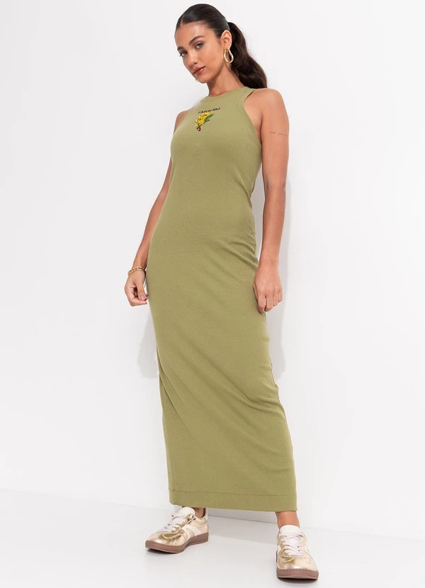 Farm - Vestido Midi Rib Cacho de Banana Verde 3