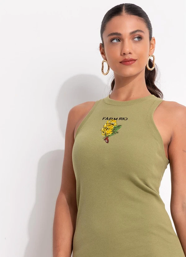 Farm - Vestido Midi Rib Cacho de Banana Verde 4