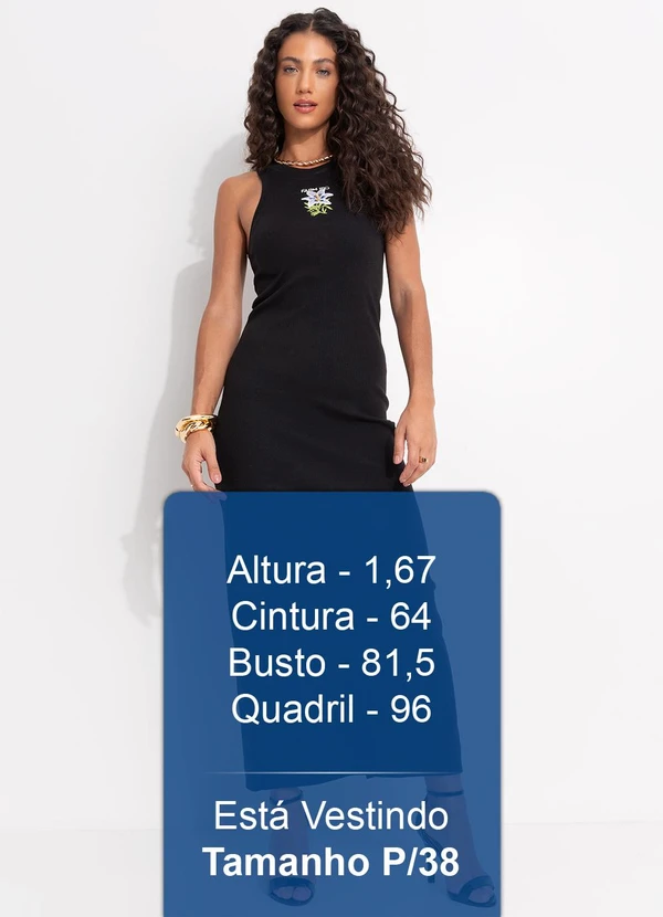 Farm - Vestido Midi Rib Maxi Flor Preto 5
