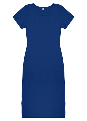 Rovitex - Vestido Midi Ribana Canelada Básico Azul - ROVITEX