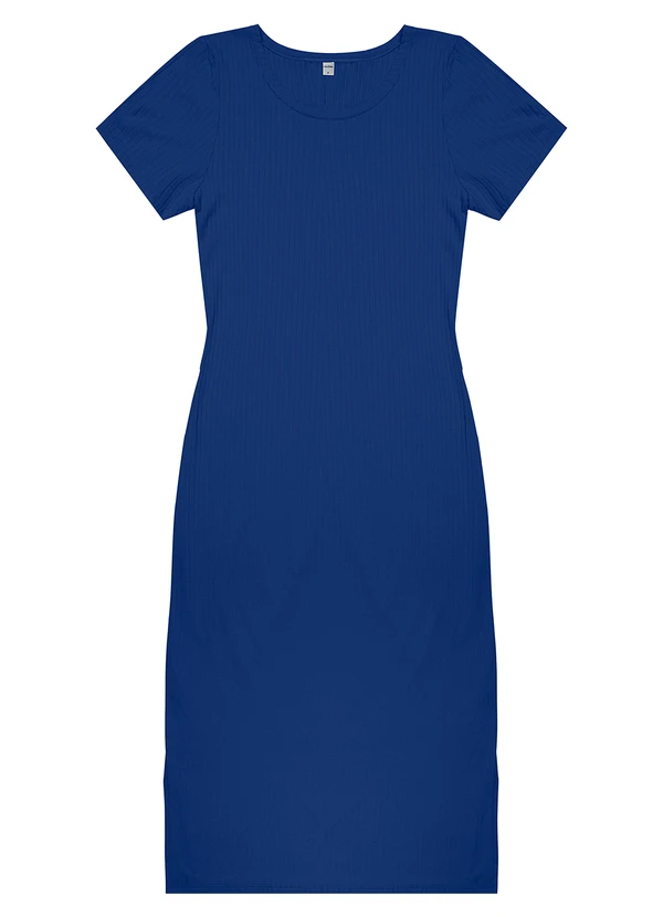 Rovitex - Vestido Midi Ribana Canelada Básico Azul