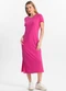 Rovitex - Vestido Midi Ribana Canelada Básico Cinza - variação: Rosa