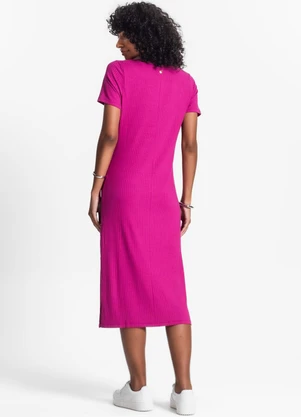 Rovitex - Vestido Midi Ribana Canelada Básico Roxo - ROVITEX