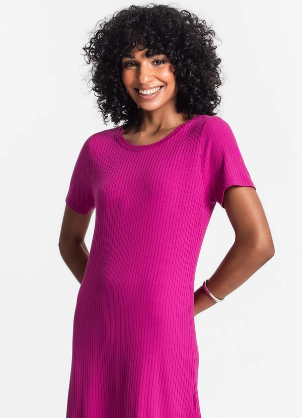 Rovitex - Vestido Midi Ribana Canelada Básico Roxo 4