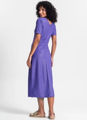 Rovitex - Vestido Midi Ribana Canelada Lurex Roxo - ROVITEX