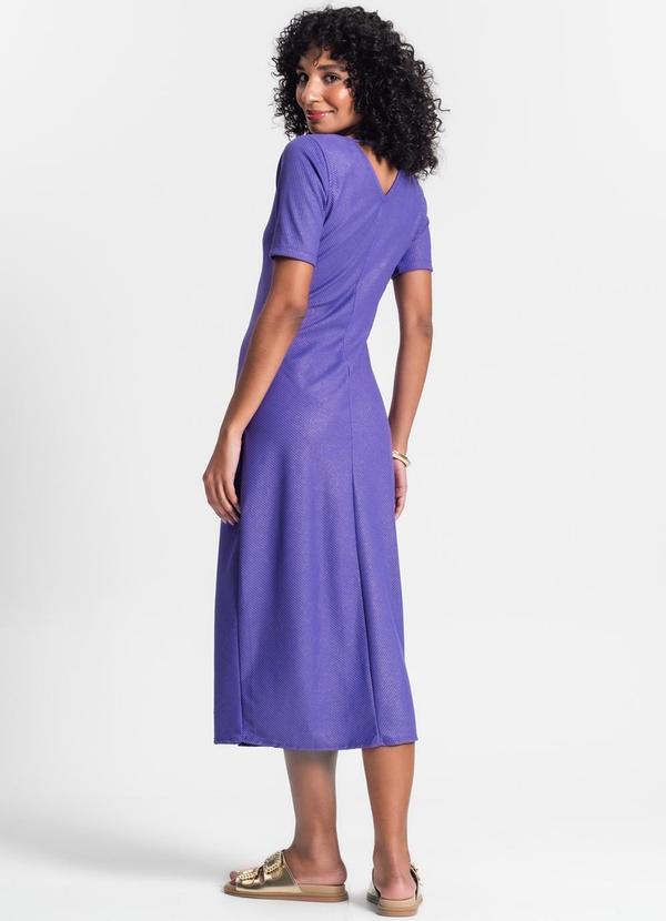 Rovitex - Vestido Midi Ribana Canelada Lurex Roxo 2