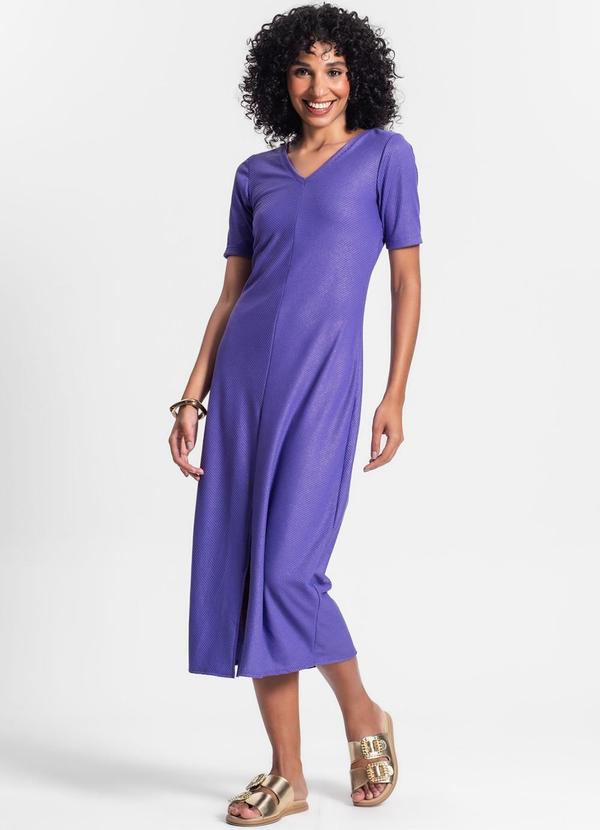 Rovitex - Vestido Midi Ribana Canelada Lurex Roxo 3