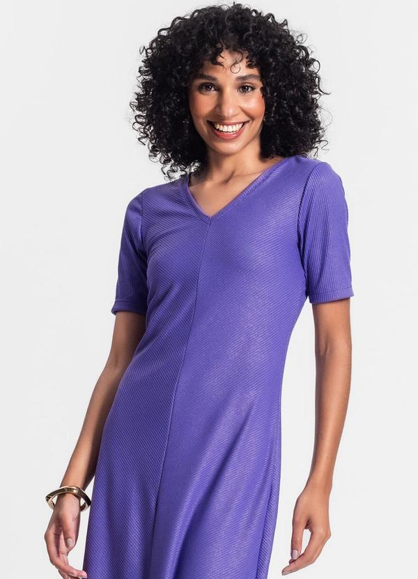 Rovitex - Vestido Midi Ribana Canelada Lurex Roxo 4