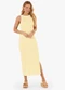 Rovitex - Vestido Midi Ribana de Viscose Listrada Marrom - variação: Amarelo