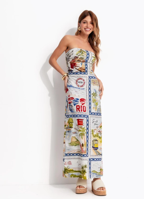 Farm - Vestido Midi Rio a Dentro Branco