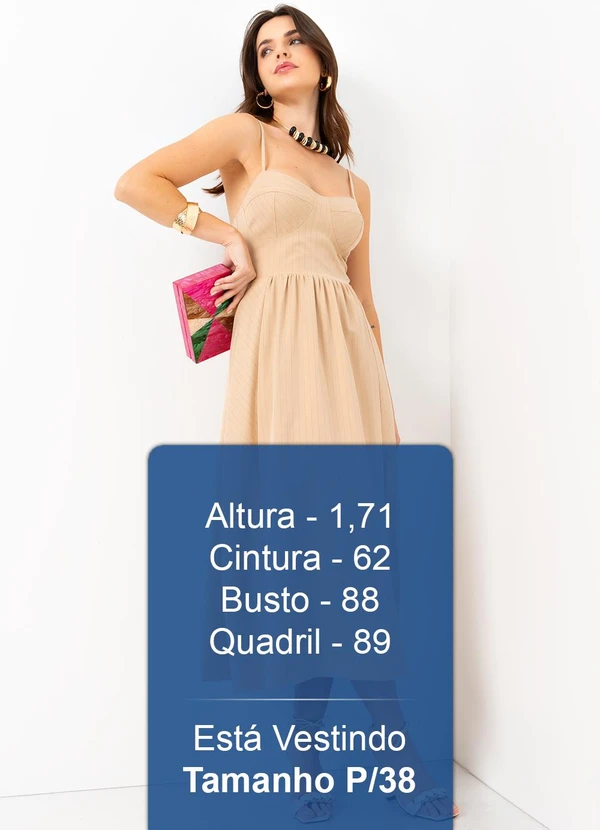 Mob - Vestido Midi Risca de Giz com Lurex Bege 5