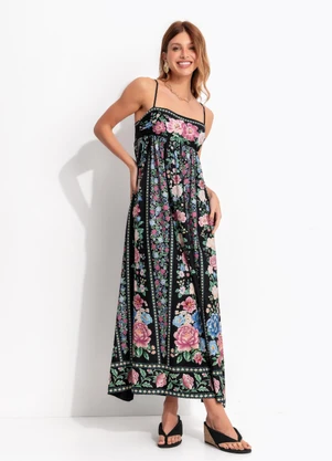 Farm - Vestido Midi Romance Preto - FARM