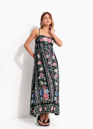 Farm - Vestido Midi Romance Preto - FARM