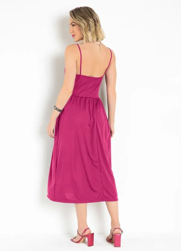 Moda Pop - Vestido Midi Rosa com Alças 5