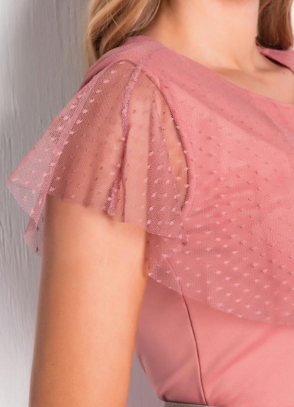 Outlet - Vestido Midi Rosa Envelhecido Moda Evangélica 3