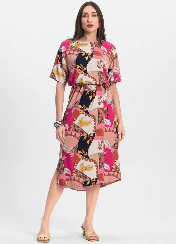 Infinita Cor - Vestido Midi Rosa