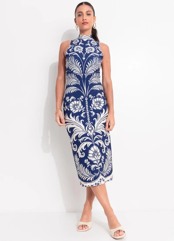 Farm - Vestido Midi Santori Azul