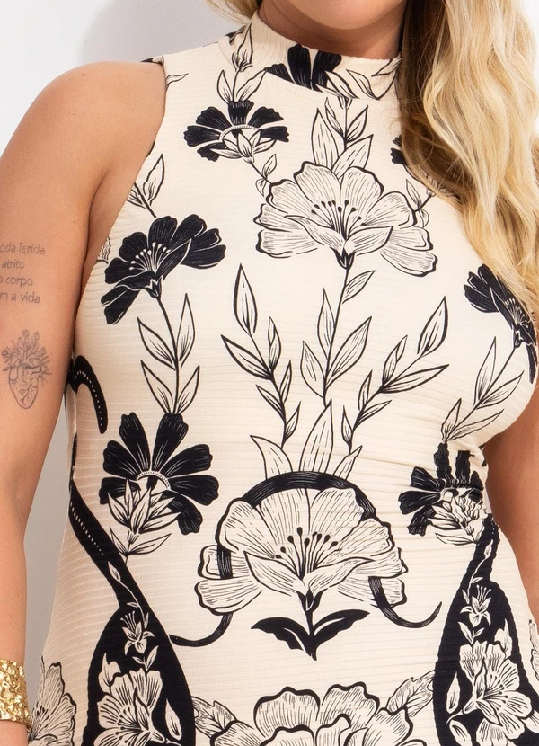 Farm - Vestido Midi Selvática Bege 12