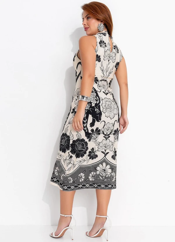 Farm - Vestido Midi Selvática Bege 14