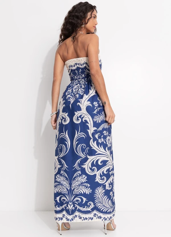 Farm - Vestido Midi sem Alças Santorini Azul 2