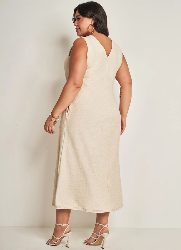 Doce Trama - Vestido Midi sem Manga Branco 2