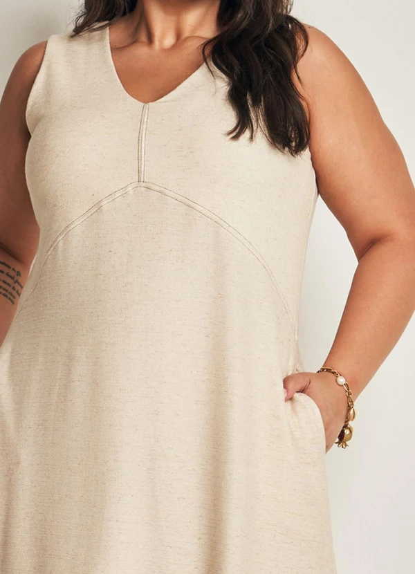 Doce Trama - Vestido Midi sem Manga Branco 4