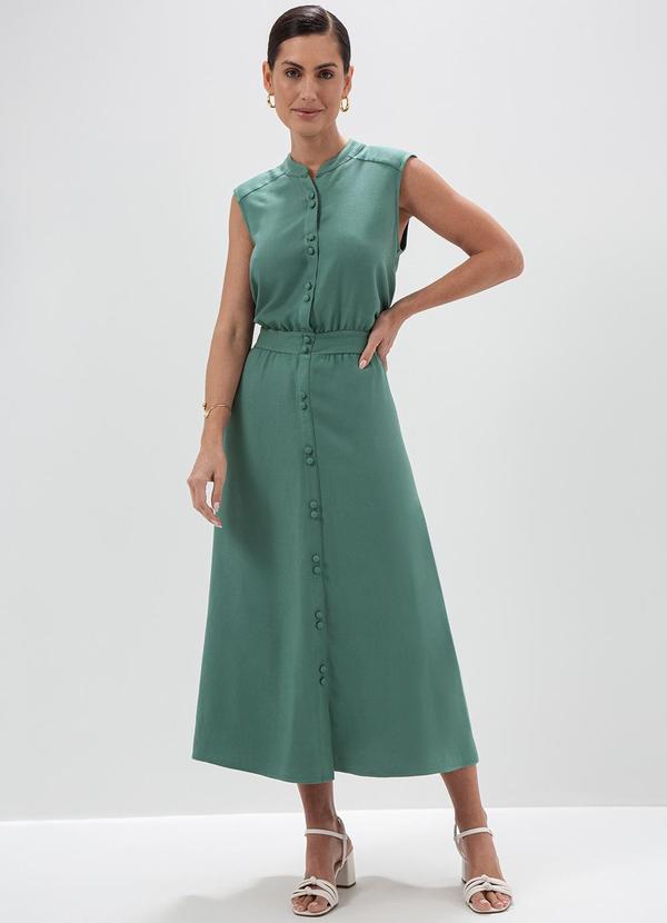 Principessa - Vestido Midi sem Manga Verde Imperial Ivana