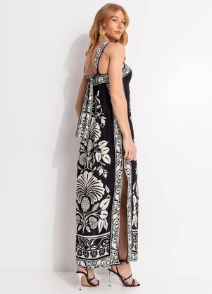 Farm - Vestido Midi Sintra Preto - FARM