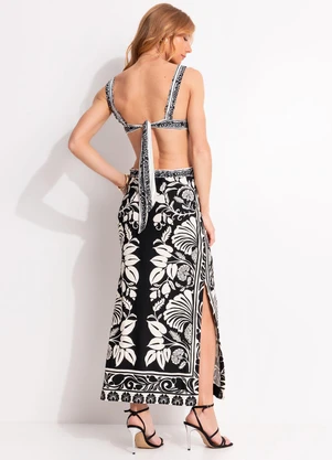 Farm - Vestido Midi Sintra Preto - FARM