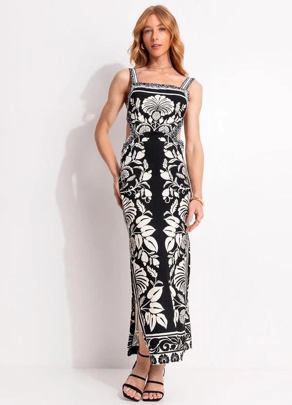 Farm - Vestido Midi Sintra Preto