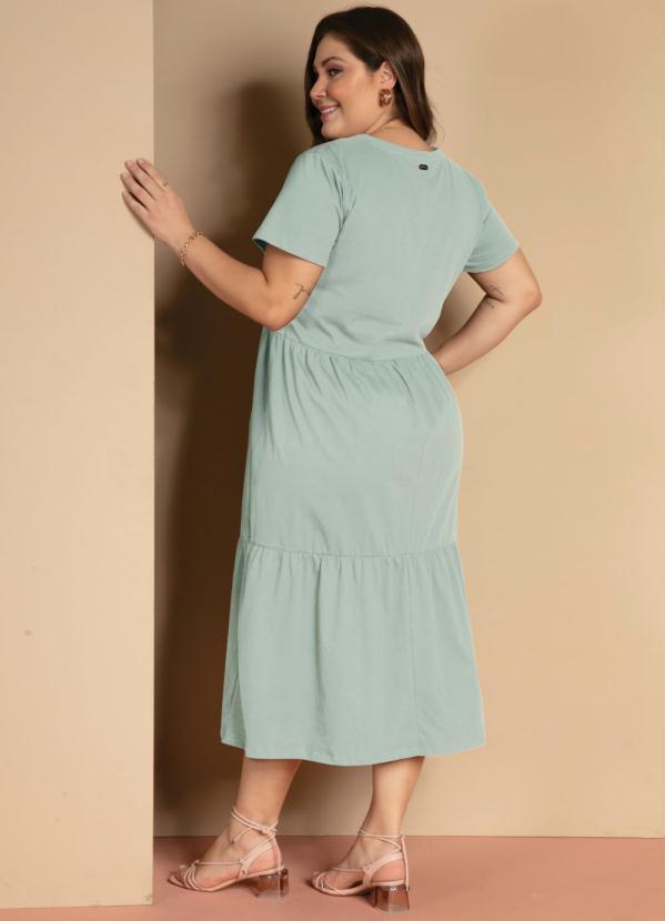 Quintess - Vestido Midi Soltinho Cinza com Decote V 4