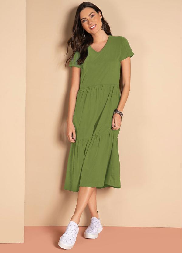 HOT Verde Lima Vestido Midi Soltinho Quintess Vestido Midi