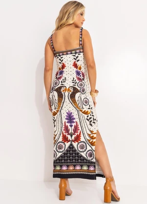 Farm - Vestido Midi Tapete de Arara Bege - FARM