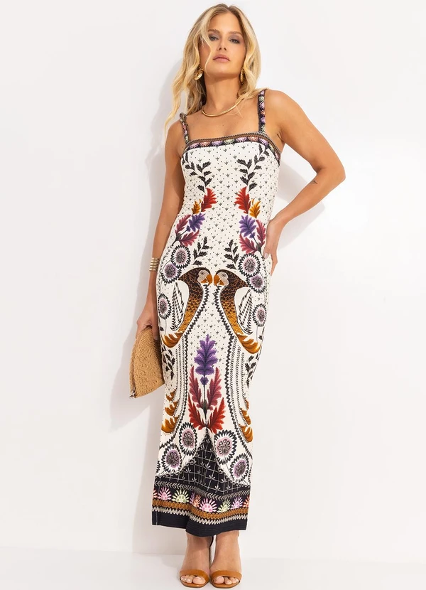 Farm - Vestido Midi Tapete de Arara Bege